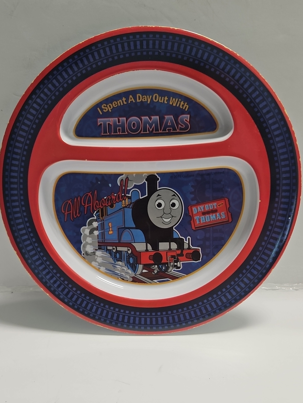 Thomas & Friends Red Blue Sectioned Kids Plate with Train Graphic